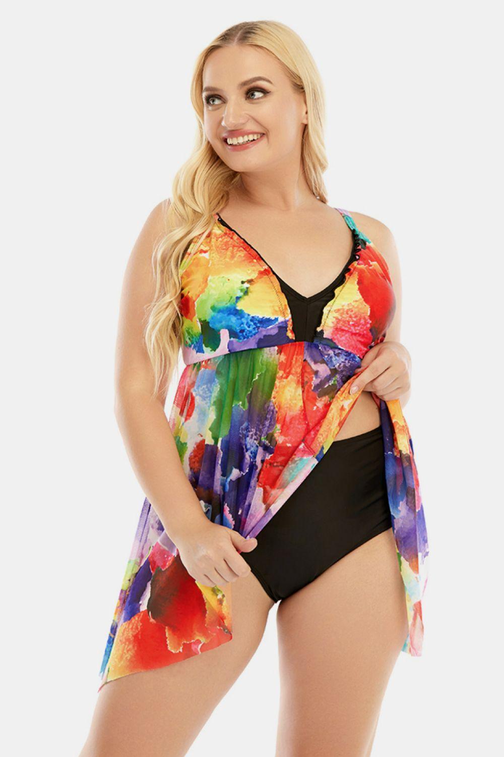 Alluring Touch Plus Size Printed Two Piece Swim Set - MXSTUDIO.COM