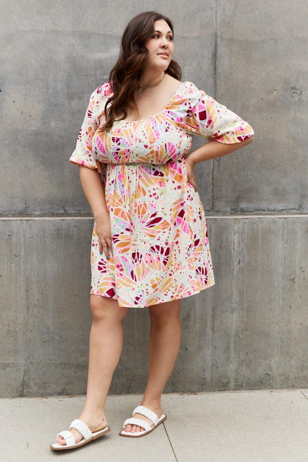 Amazing A Line Mini Plus Size Smock Dress - MXSTUDIO.COM