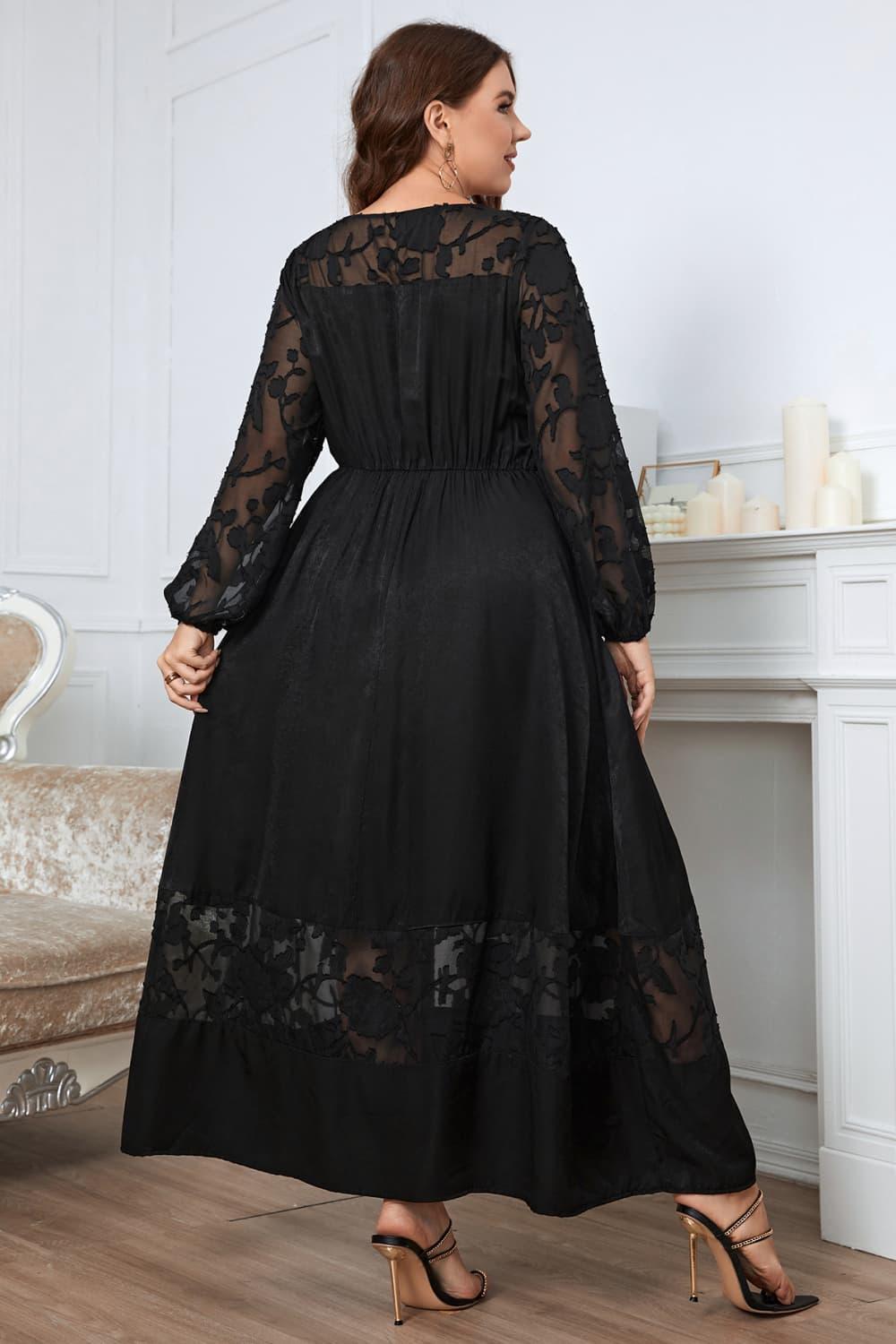 Amazing A-Line Plus Size Black Maxi Dress - MXSTUDIO.COM