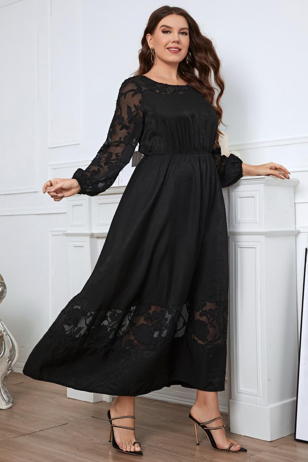 Amazing A-Line Plus Size Black Maxi Dress - MXSTUDIO.COM