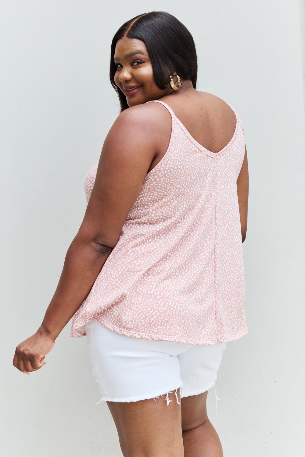 Animal Print Plus Size Blush Pink Spaghetti Strap Top - MXSTUDIO.COM