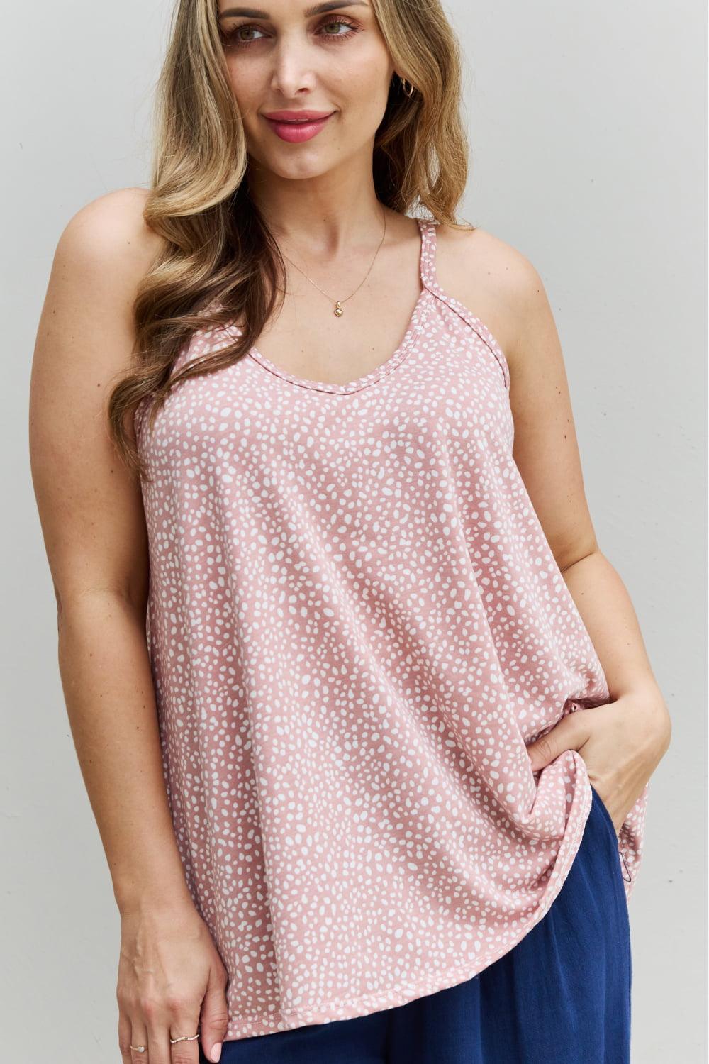 Animal Print Plus Size Blush Pink Spaghetti Strap Top - MXSTUDIO.COM