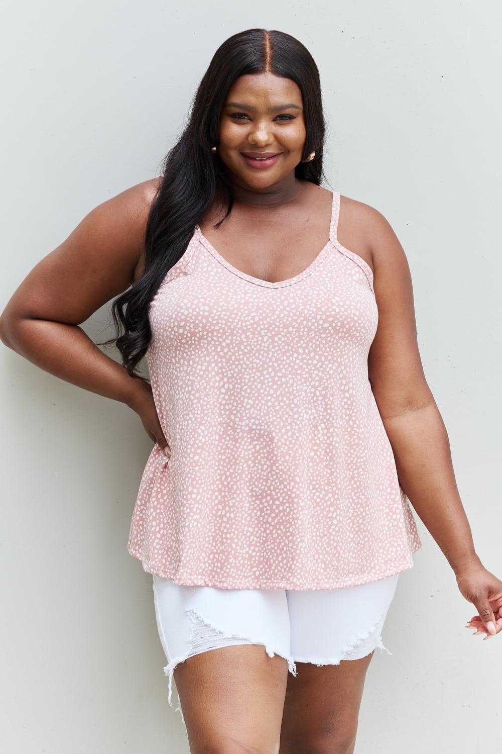 Animal Print Plus Size Blush Pink Spaghetti Strap Top - MXSTUDIO.COM