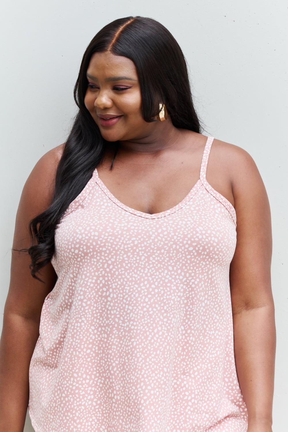 Animal Print Plus Size Blush Pink Spaghetti Strap Top - MXSTUDIO.COM