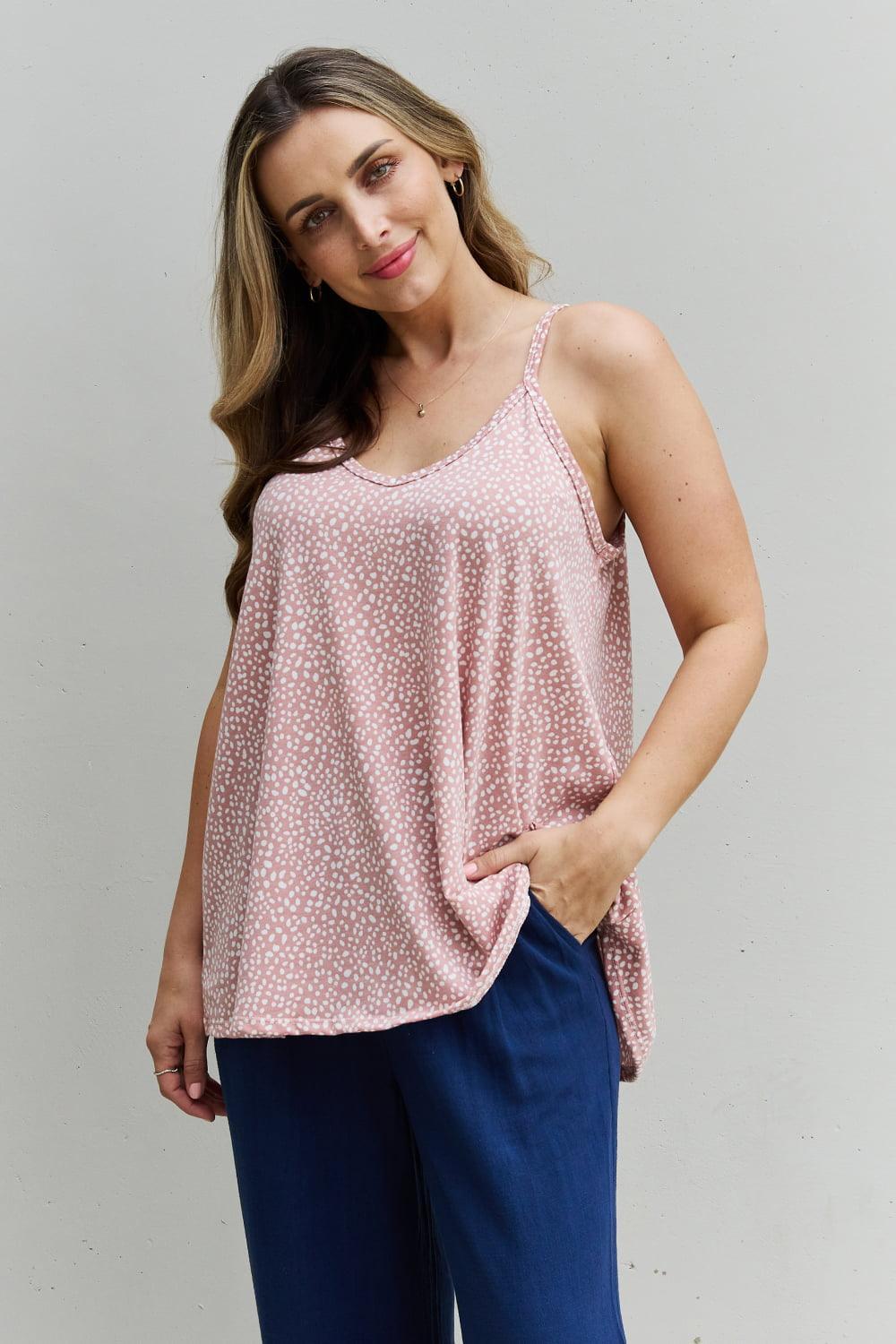 Animal Print Plus Size Blush Pink Spaghetti Strap Top - MXSTUDIO.COM