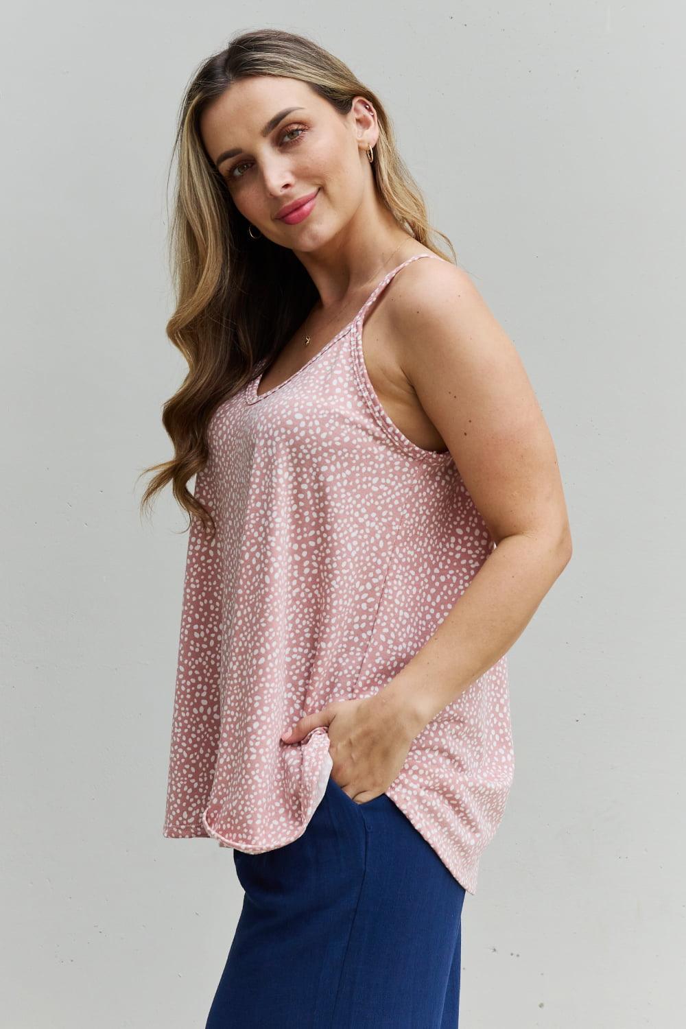 Animal Print Plus Size Blush Pink Spaghetti Strap Top - MXSTUDIO.COM