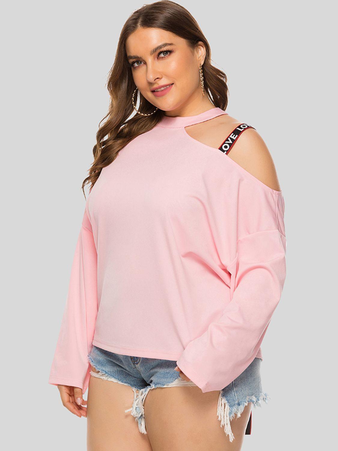 Asymmetrical Plus Size Cold Shoulder Blouse - MXSTUDIO.COM