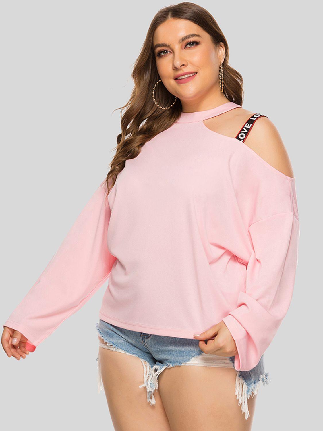 Asymmetrical Plus Size Cold Shoulder Blouse - MXSTUDIO.COM