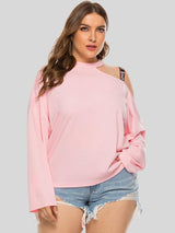 Asymmetrical Plus Size Cold Shoulder Blouse - MXSTUDIO.COM