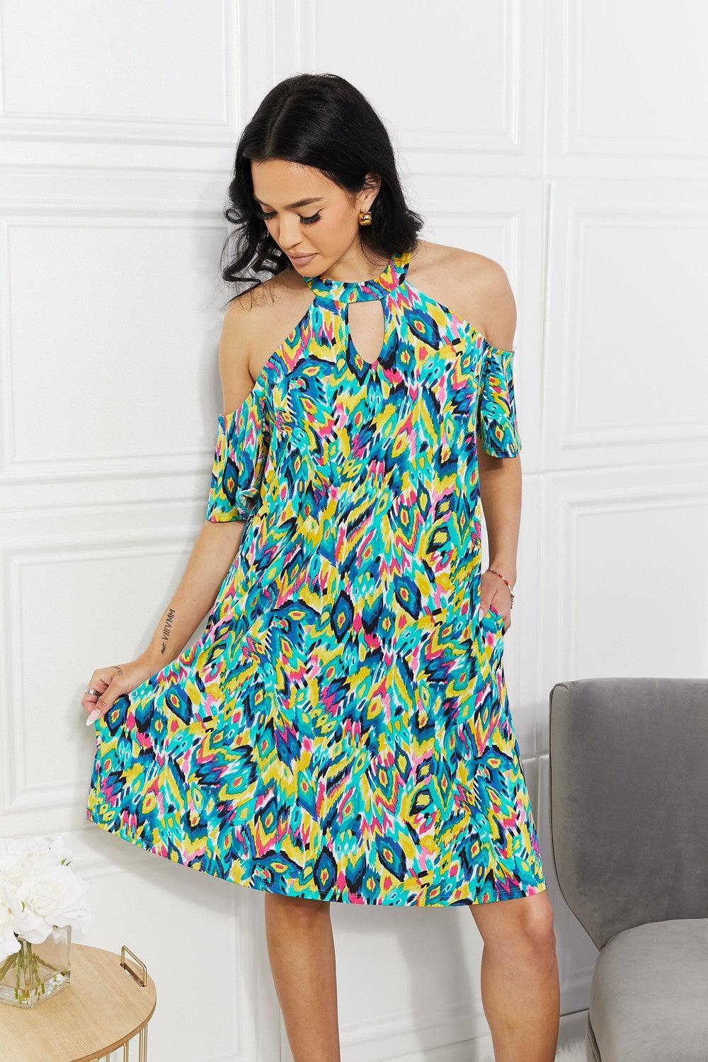 Be Proud Plus Size Cold Shoulder Dress - MXSTUDIO.COM