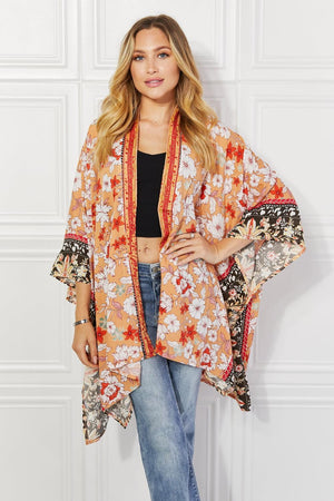 Beach Style Open Front Cover-Up Floral Kimono - MXSTUDIO.COM