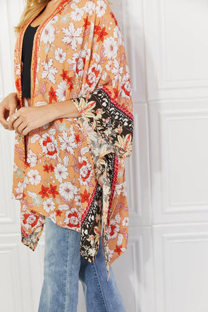 Beach Style Open Front Cover-Up Floral Kimono - MXSTUDIO.COM