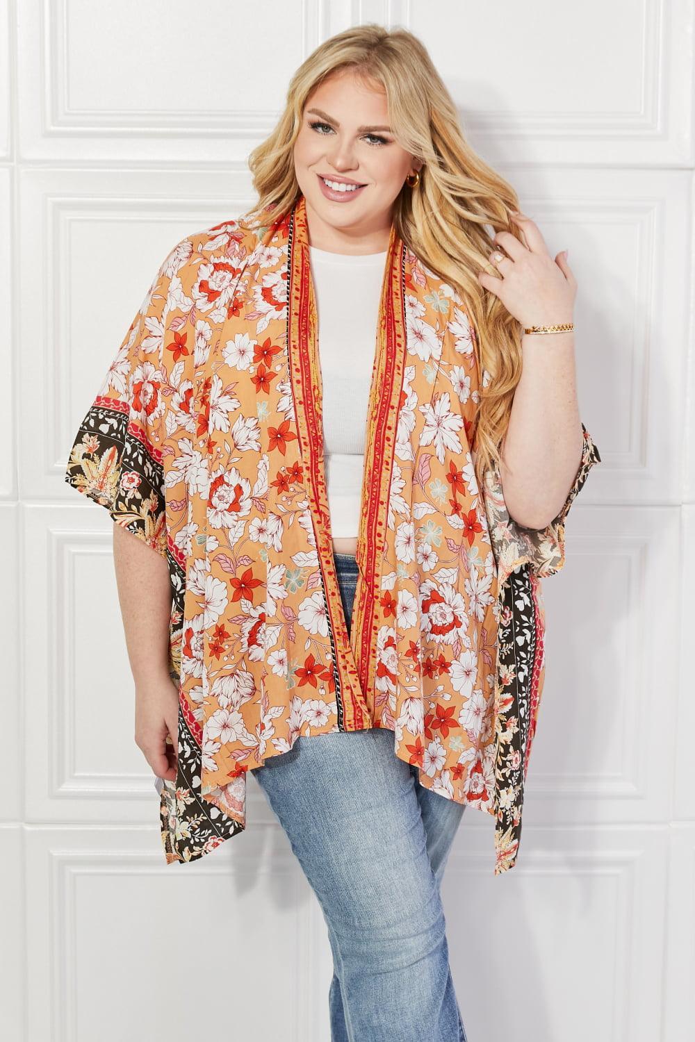 Beach Style Open Front Cover-Up Floral Kimono - MXSTUDIO.COM