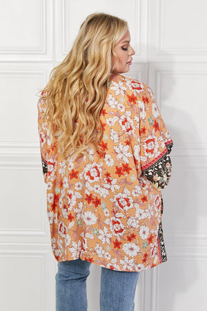 Beach Style Open Front Cover-Up Floral Kimono - MXSTUDIO.COM