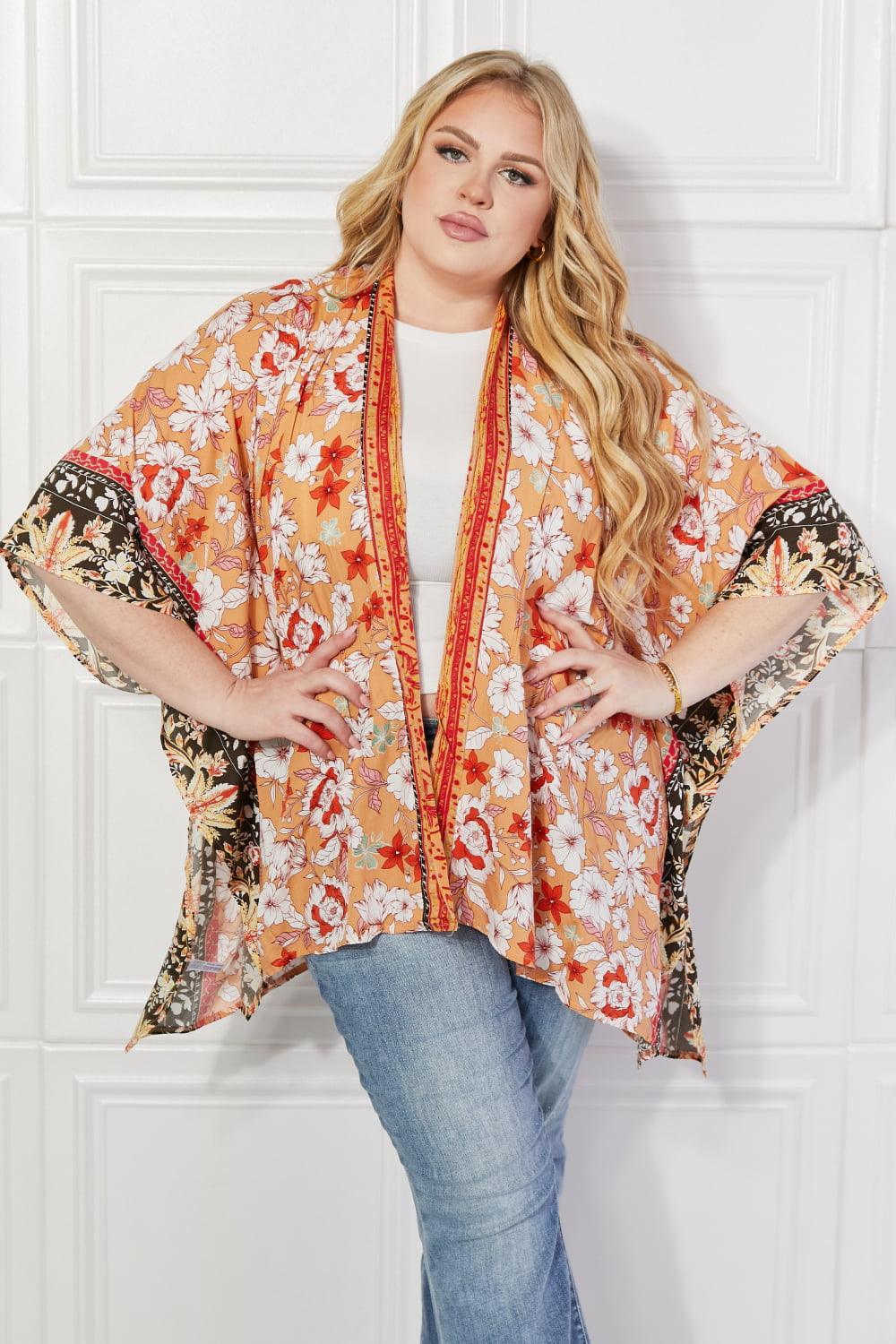 Beach Style Open Front Cover-Up Floral Kimono - MXSTUDIO.COM