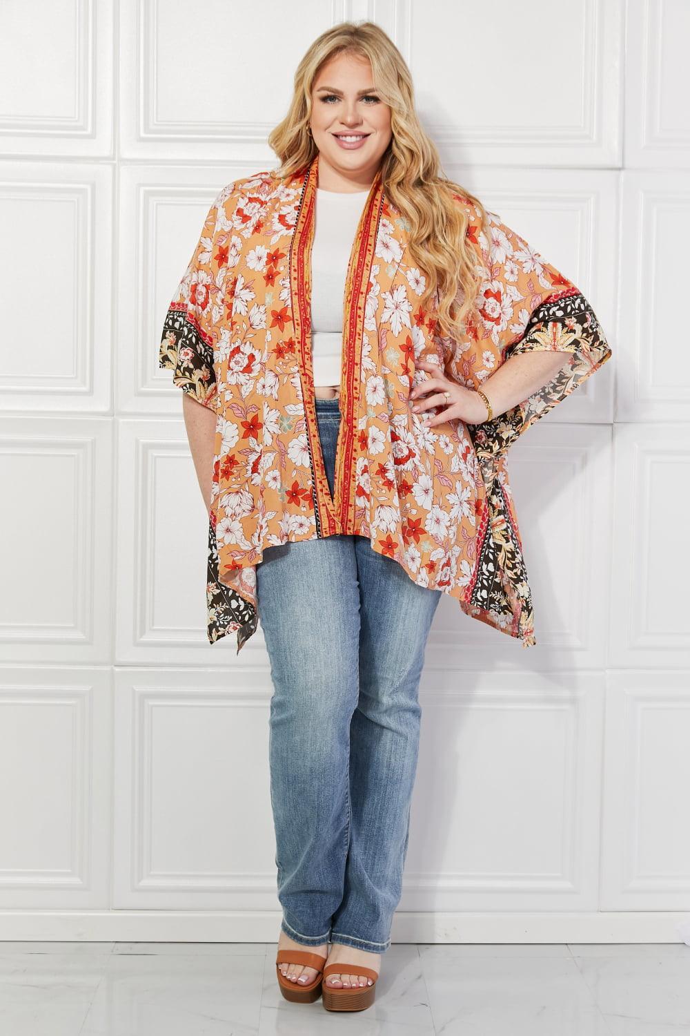 Beach Style Open Front Cover-Up Floral Kimono - MXSTUDIO.COM