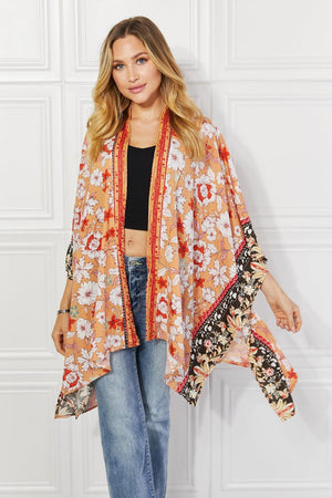 Beach Style Open Front Cover-Up Floral Kimono - MXSTUDIO.COM