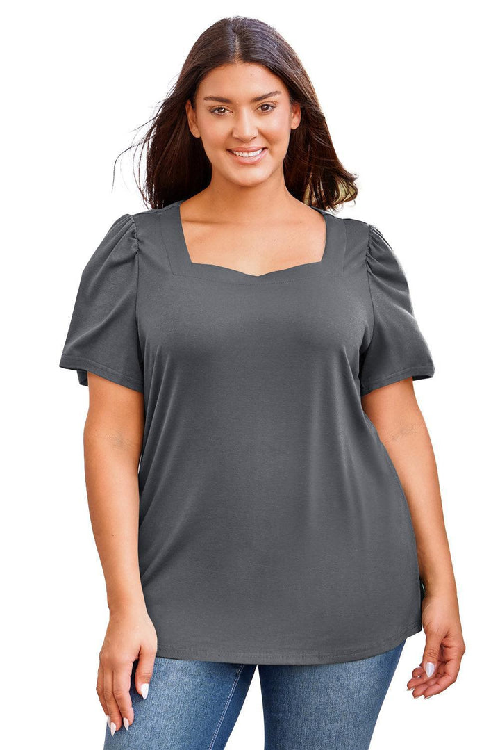 Beautiful Plus Size Short Sleeve Blouse - MXSTUDIO.COM