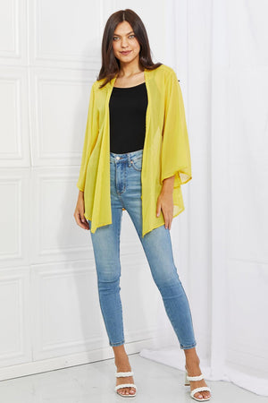 Best Self Plus Size Open Front Yellow Kimono - MXSTUDIO.COM