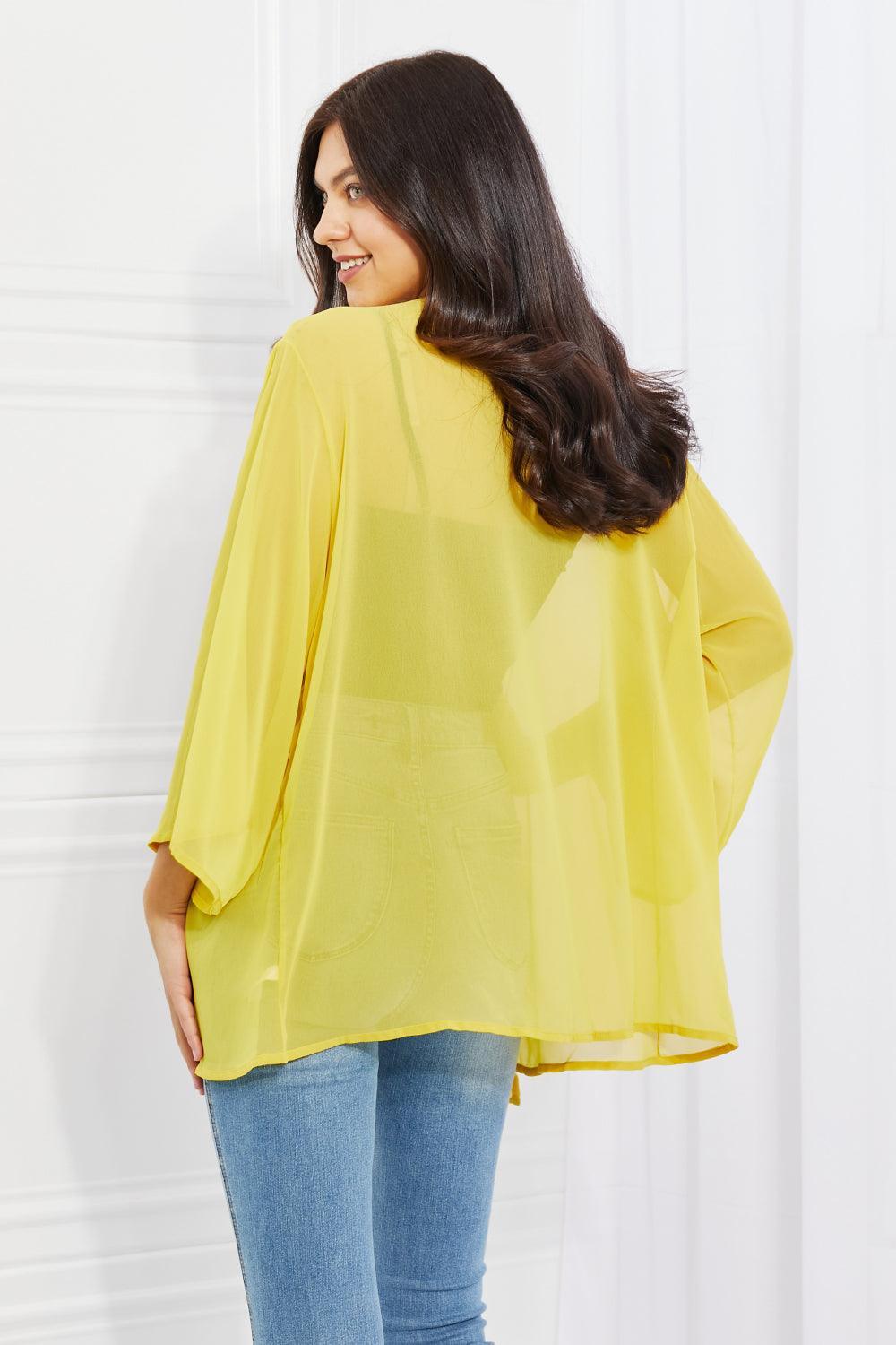 Best Self Plus Size Open Front Yellow Kimono - MXSTUDIO.COM