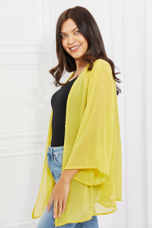 Best Self Plus Size Open Front Yellow Kimono - MXSTUDIO.COM