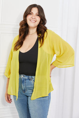 Best Self Plus Size Open Front Yellow Kimono - MXSTUDIO.COM