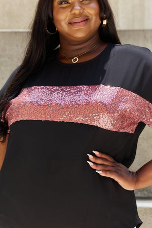 Better Me Short Sleeve Plus Size Sequin Top - MXSTUDIO.COM