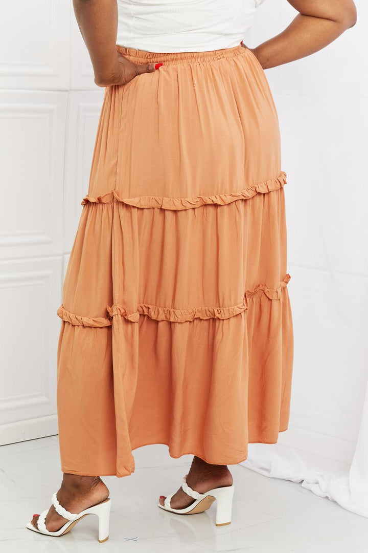 Blithesome Tiered Maxi Plus Size Orange Skirt - MXSTUDIO.COM