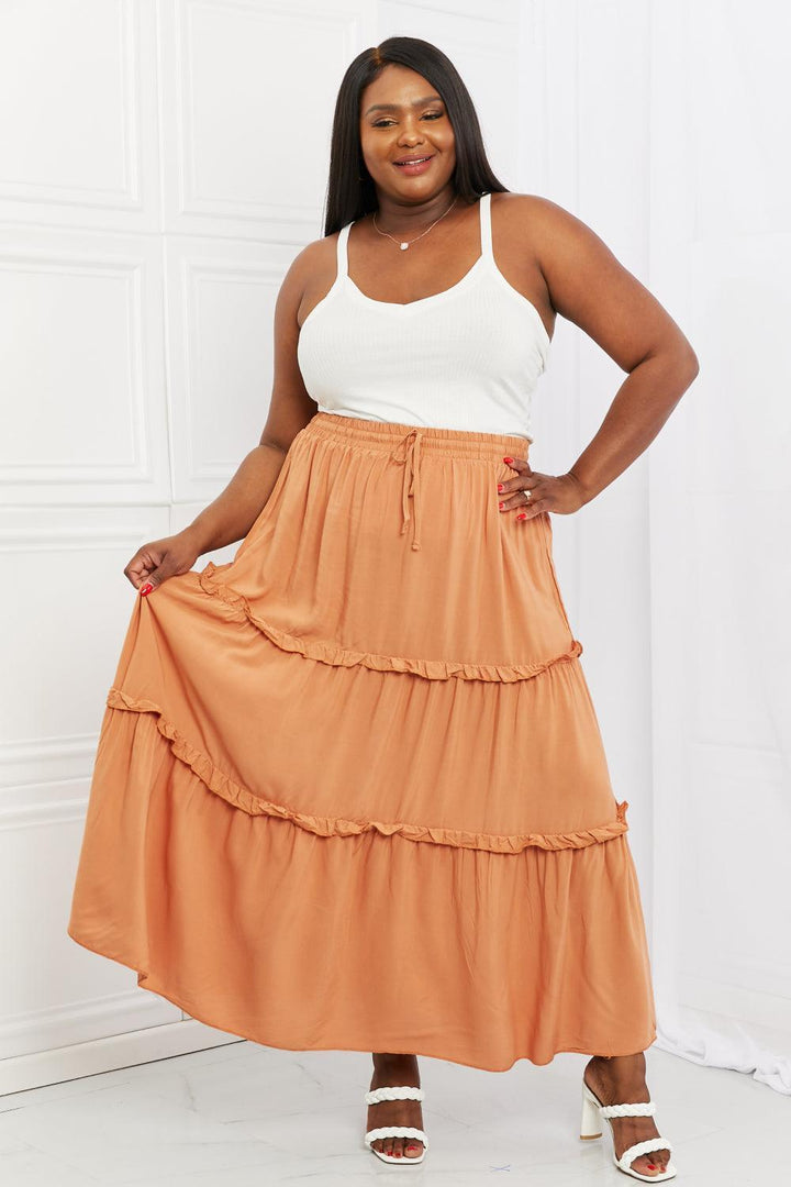 Blithesome Tiered Maxi Plus Size Orange Skirt - MXSTUDIO.COM