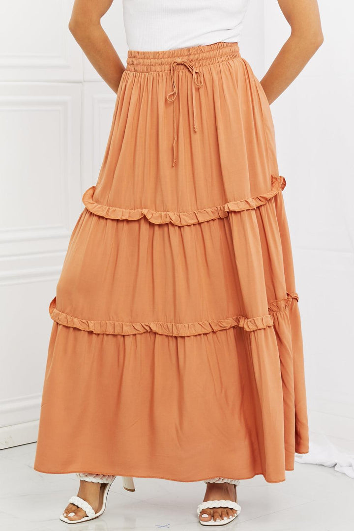 Blithesome Tiered Maxi Plus Size Orange Skirt - MXSTUDIO.COM