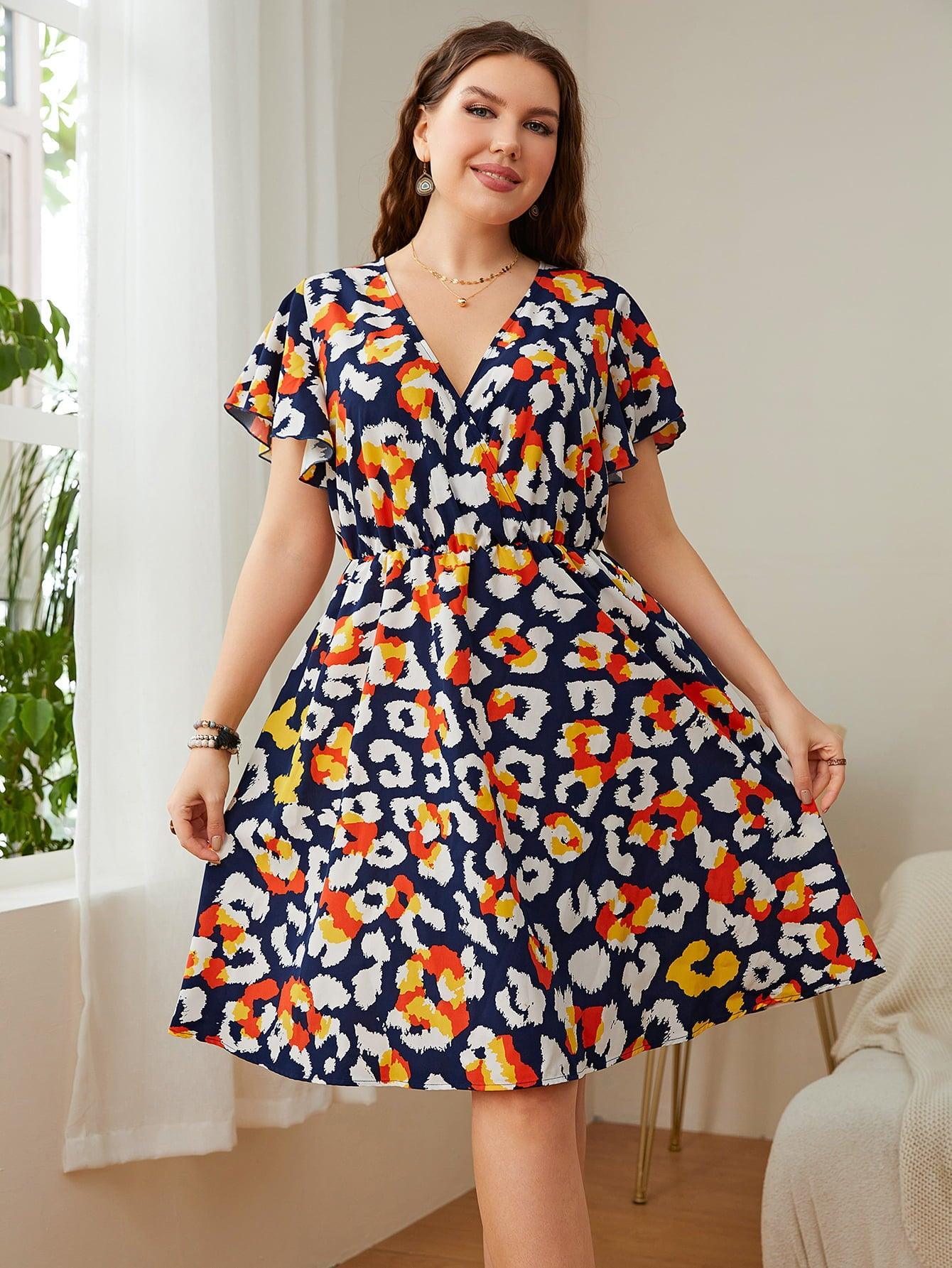 Blooming Plus Size Floral A Line Mini Dress - MXSTUDIO.COM