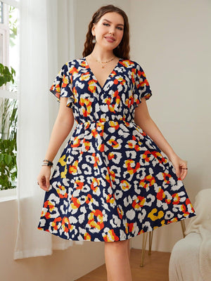 Blooming Plus Size Floral A Line Mini Dress - MXSTUDIO.COM