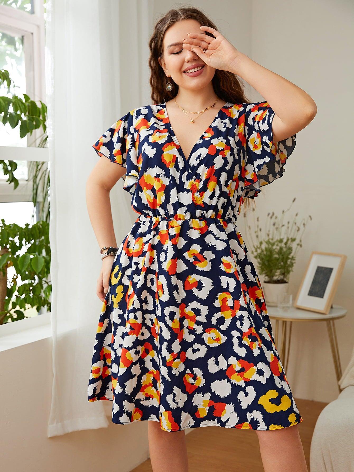 Blooming Plus Size Floral A Line Mini Dress - MXSTUDIO.COM