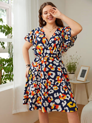 Blooming Plus Size Floral A Line Mini Dress - MXSTUDIO.COM