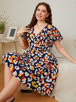 Blooming Plus Size Floral A Line Mini Dress - MXSTUDIO.COM