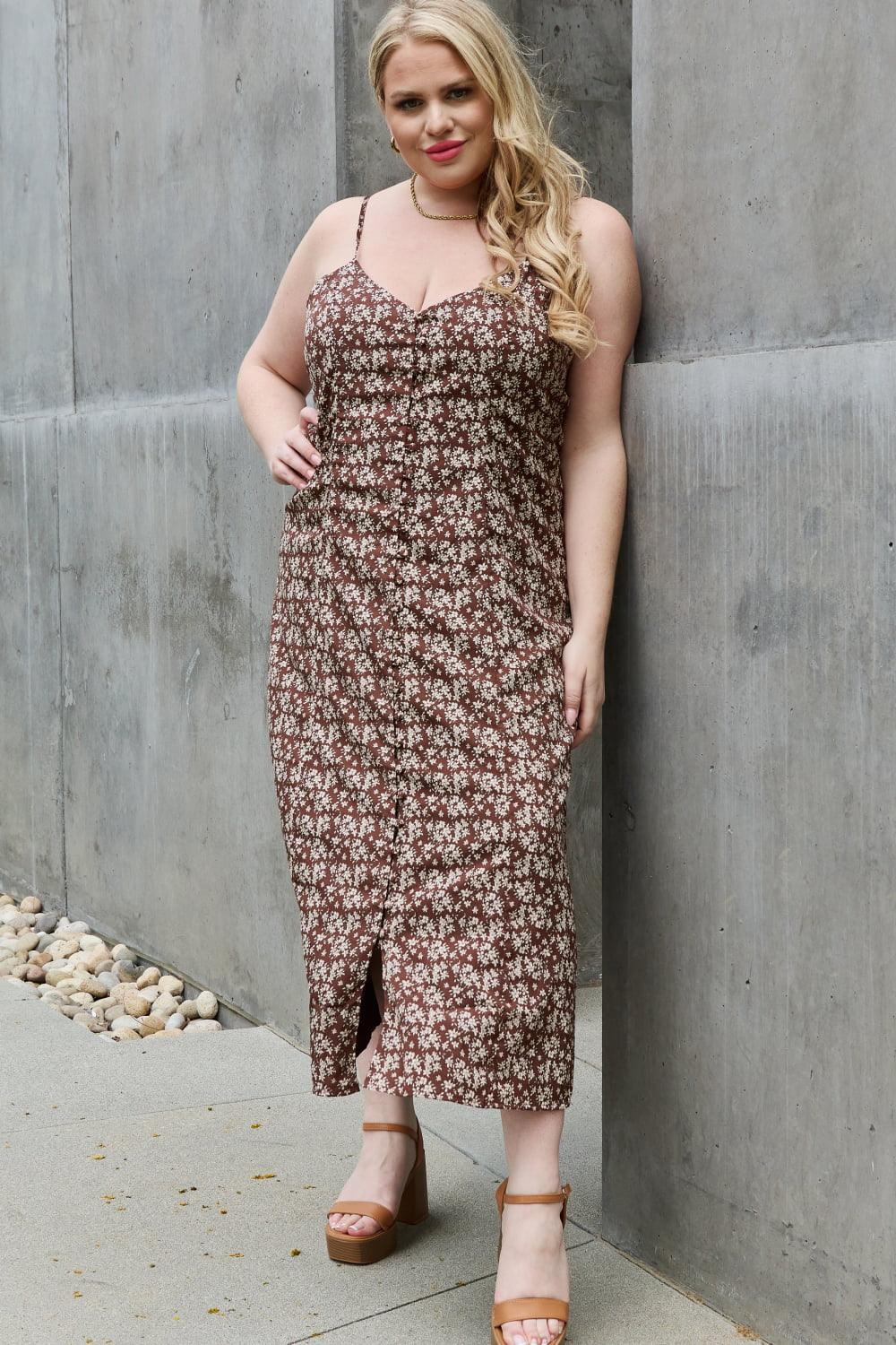 Blooming Plus Size Sleeveless Midi Dress - MXSTUDIO.COM