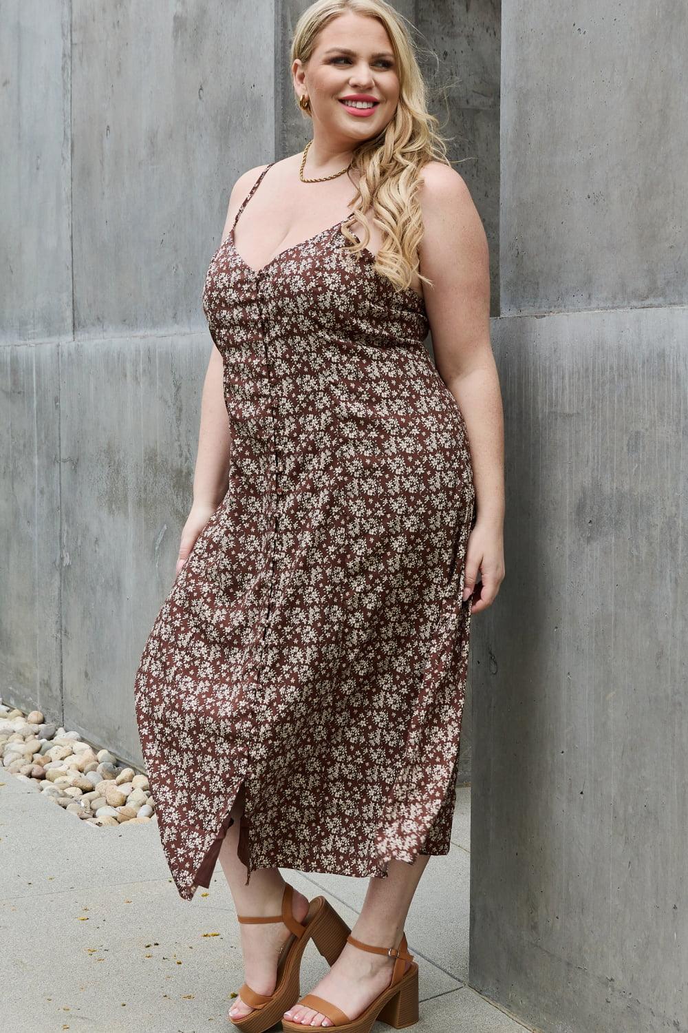 Blooming Plus Size Sleeveless Midi Dress - MXSTUDIO.COM