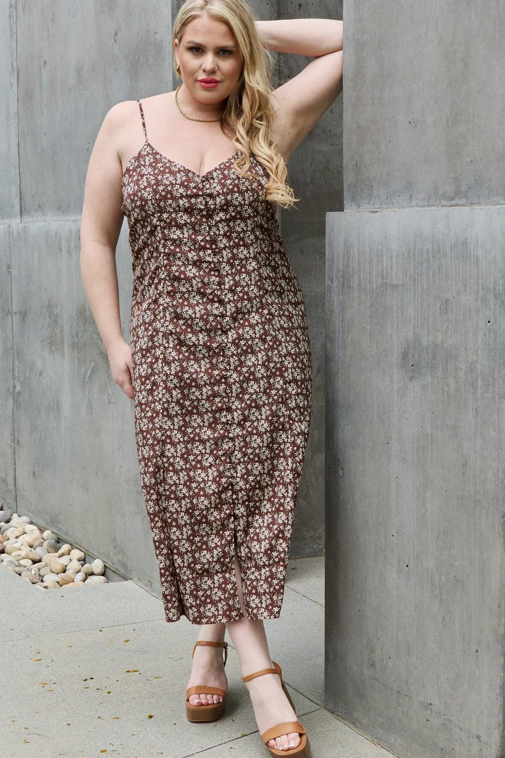 Blooming Plus Size Sleeveless Midi Dress - MXSTUDIO.COM