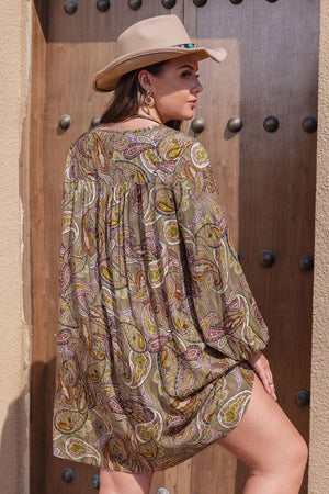 Boho Beauty Paisley Print Plus Size Bohemian Dress - MXSTUDIO.COM