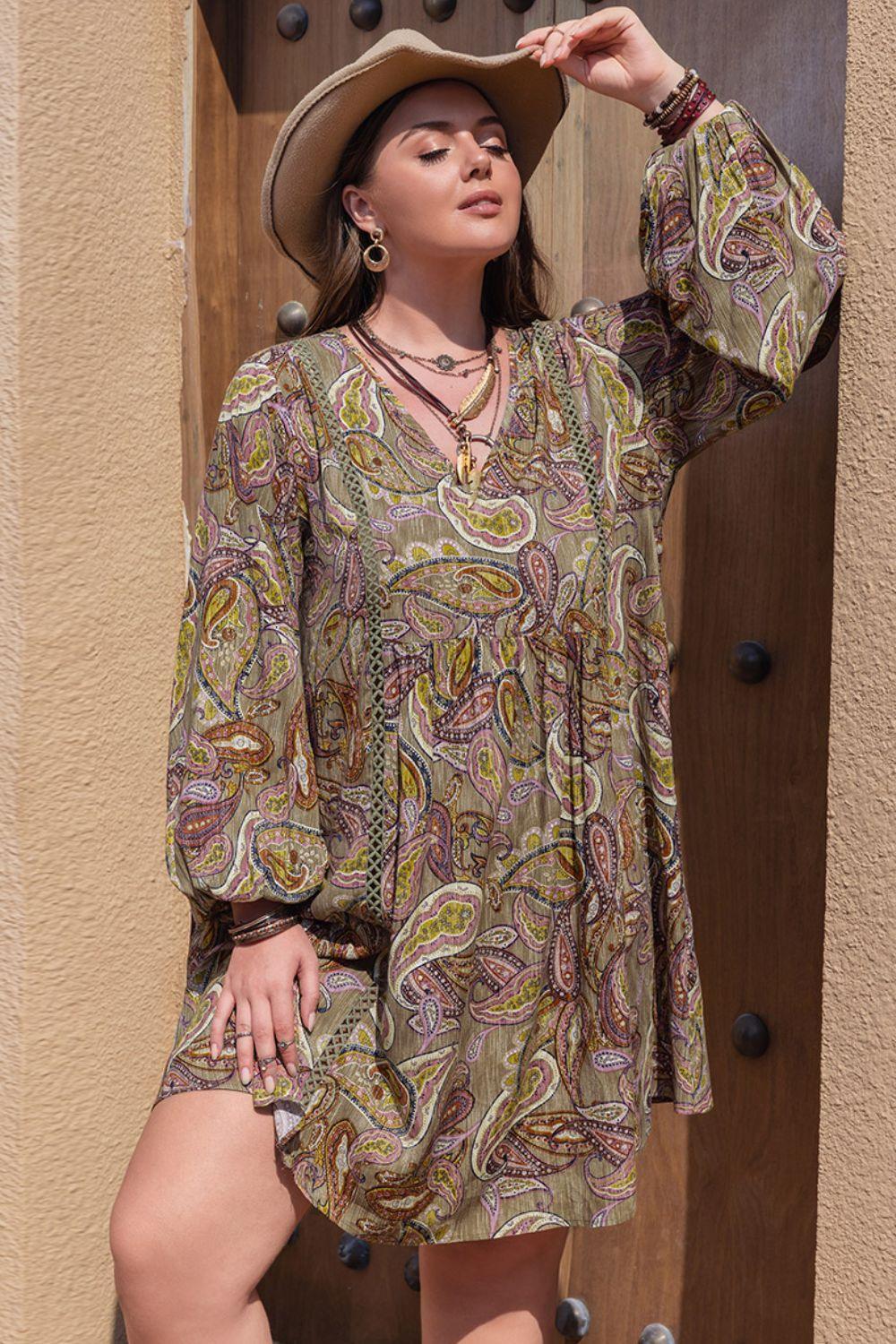 Boho Beauty Paisley Print Plus Size Bohemian Dress - MXSTUDIO.COM