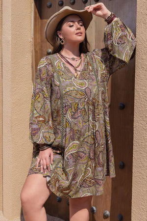 Boho Beauty Paisley Print Plus Size Bohemian Dress - MXSTUDIO.COM