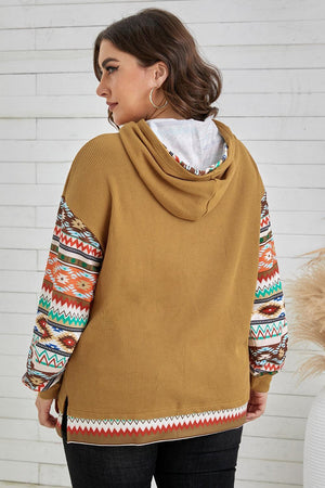 Boho Vibes Plus Size Printed Waffle-Knit Hoodie - MXSTUDIO.COM