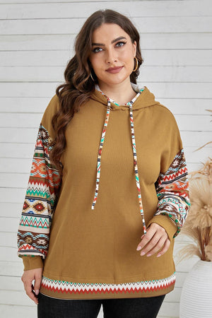 Boho Vibes Plus Size Printed Waffle-Knit Hoodie - MXSTUDIO.COM