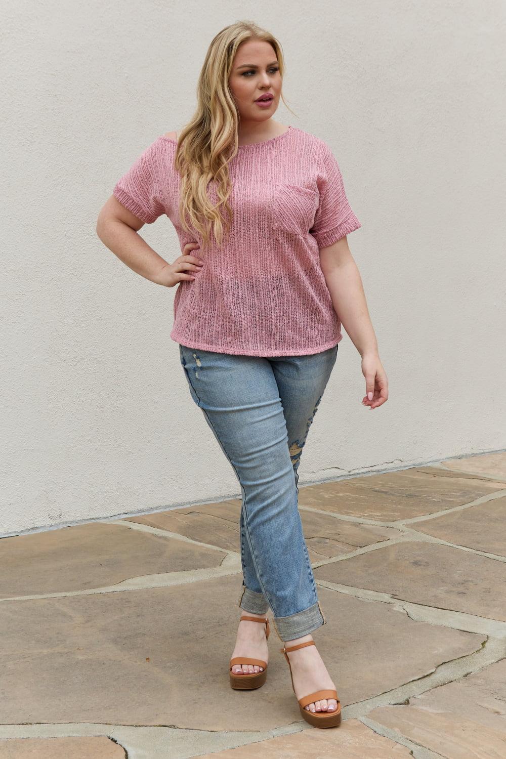 Breezy Plus Size Short Sleeve Knit Top - MXSTUDIO.COM