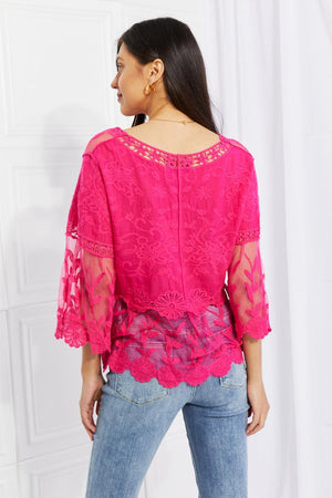 Breezy Sheer Panels Plus Size Hot Pink Lace Top - MXSTUDIO.COM