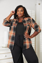 Brighten My Day Dropped Shoulder Plus Size Plaid Shirt - MXSTUDIO.COM