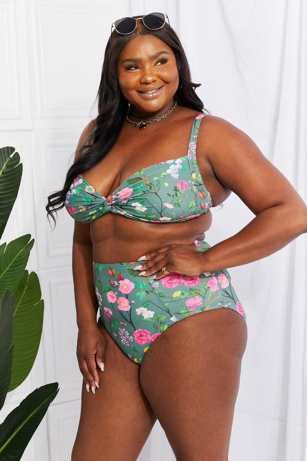 Calm Summer Plus Size High Waist Bikini - MXSTUDIO.COM