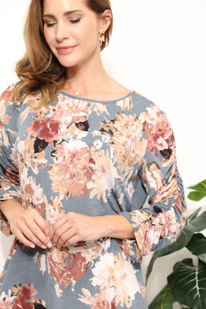 Captivating Long Sleeve Plus Size Floral Blouse - MXSTUDIO.COM