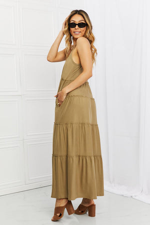 Casual Elegance Plus Size Tiered Khaki Maxi Dress - MXSTUDIO.COM