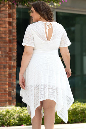 Celebrate Your Curves Plus Size White Lace Dress - MXSTUDIO.COM